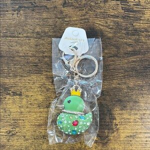 Green Duck Keychain with Rhinestones NWT